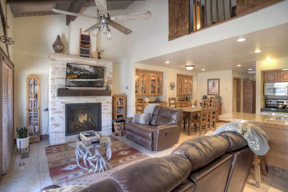 Living Room with Fireplace and Smart TV