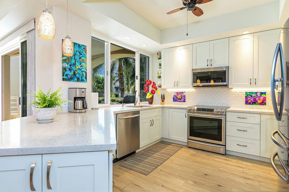 Fully stocked gourmet kitchen