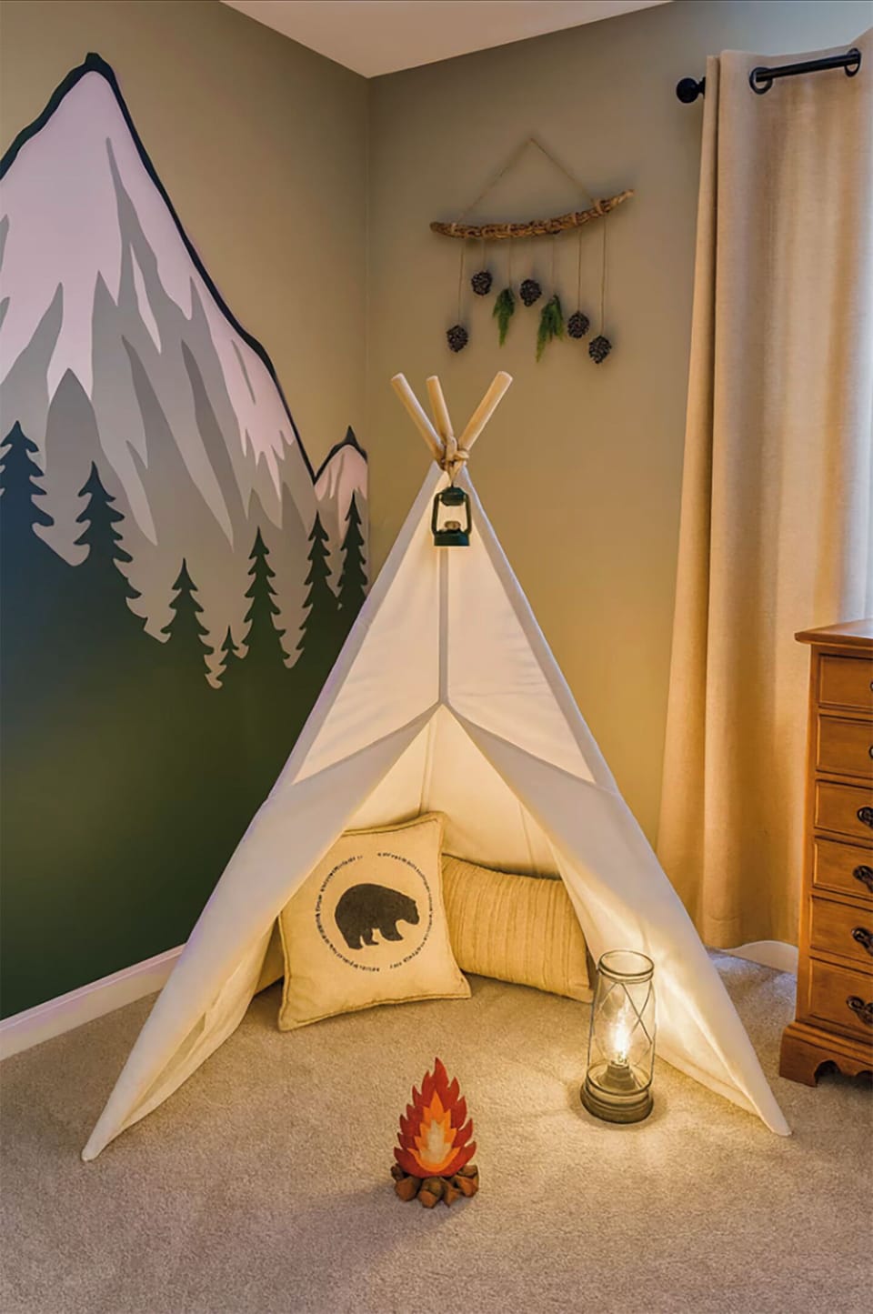 Bring the outdoors "indoors" for a magical camping experience.