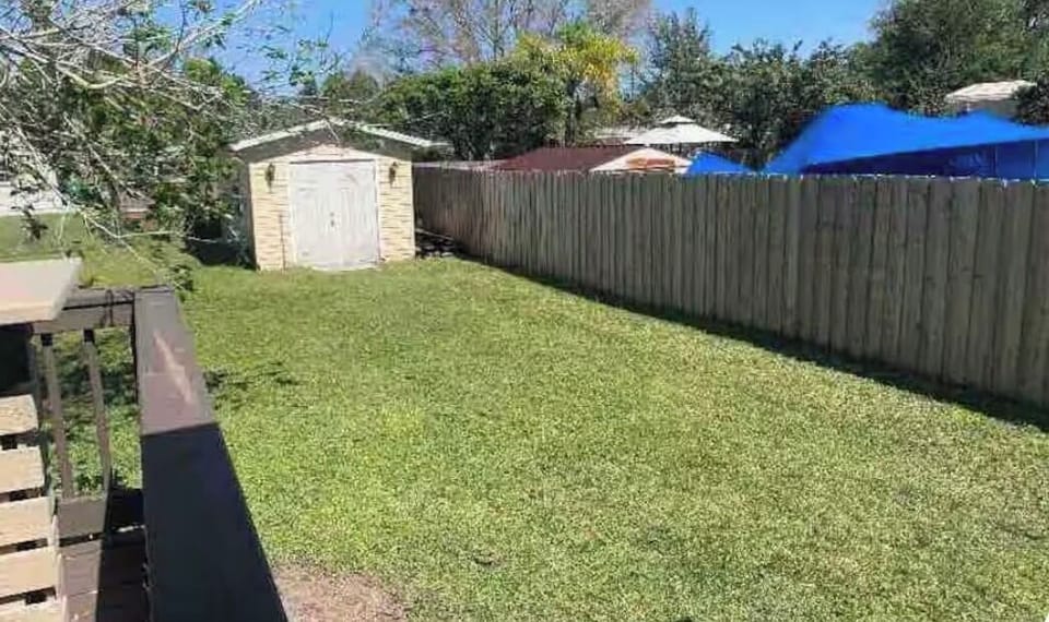 Fully fenced backyard