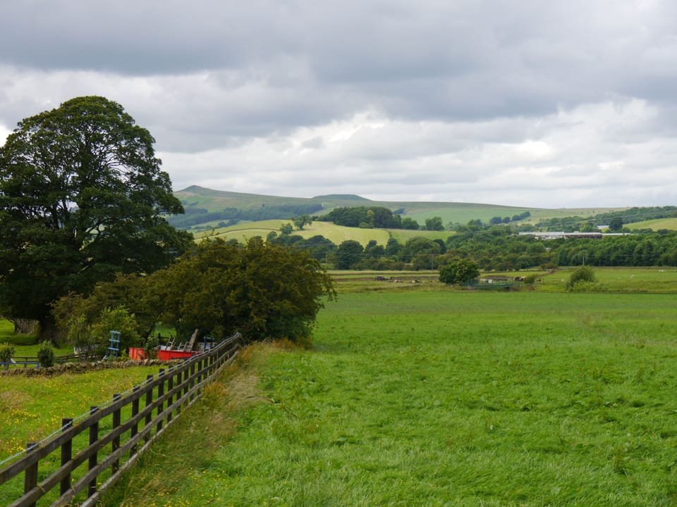 Walk across open fields into Skipton.