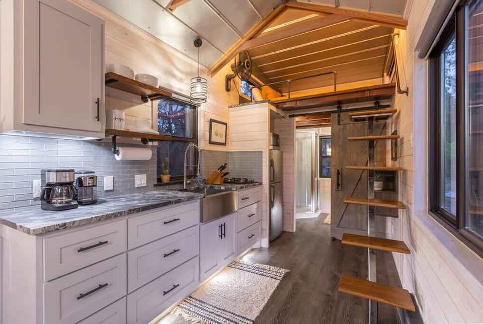 Interior: kitchen, bath, & loft bedroom