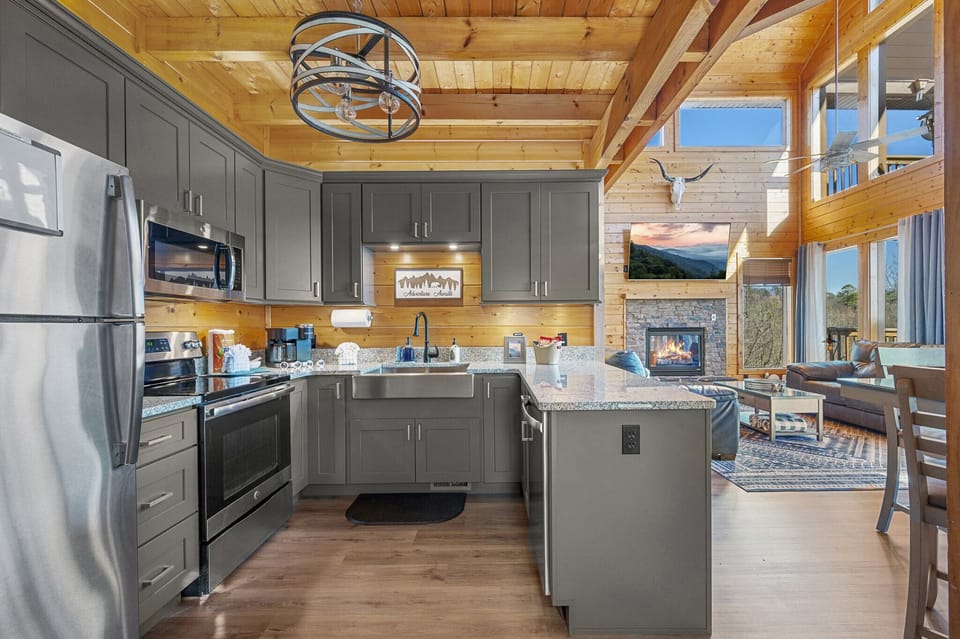 Enjoy the completely renovated kitchen with granite and a dual basin farmhouse sink.