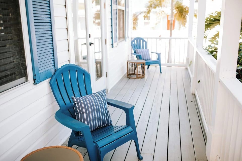 Covered porches on each level provide plenty of space to relax. 