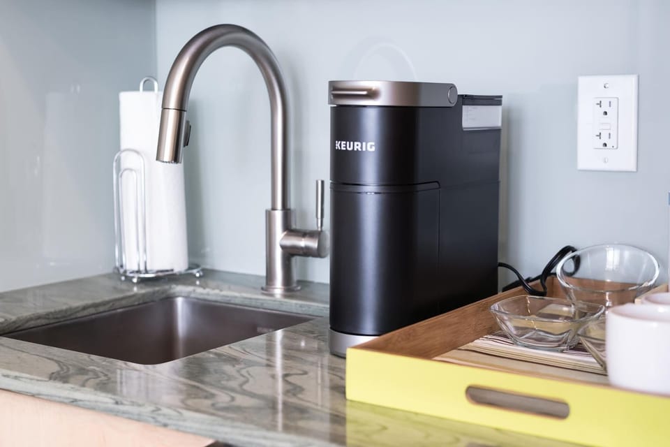 Sink. Keurig coffee maker
