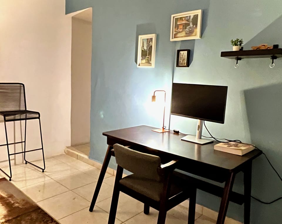 Dedicated office space with fast Wi-Fi for telecommuting.