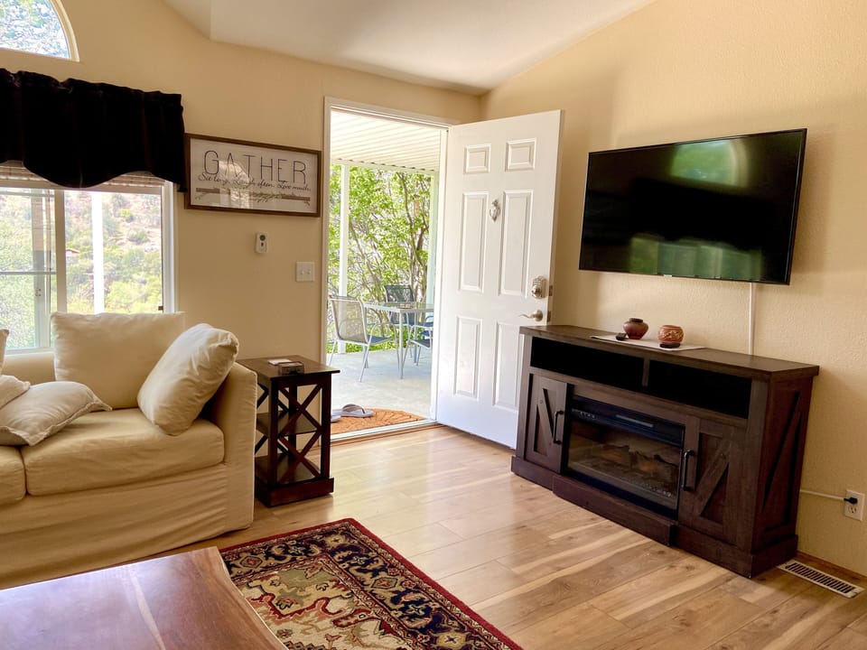 View from living room to the patio 