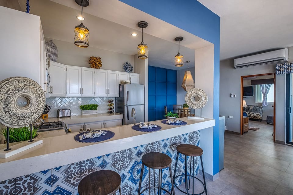 Updated, fully equipped kitchen.