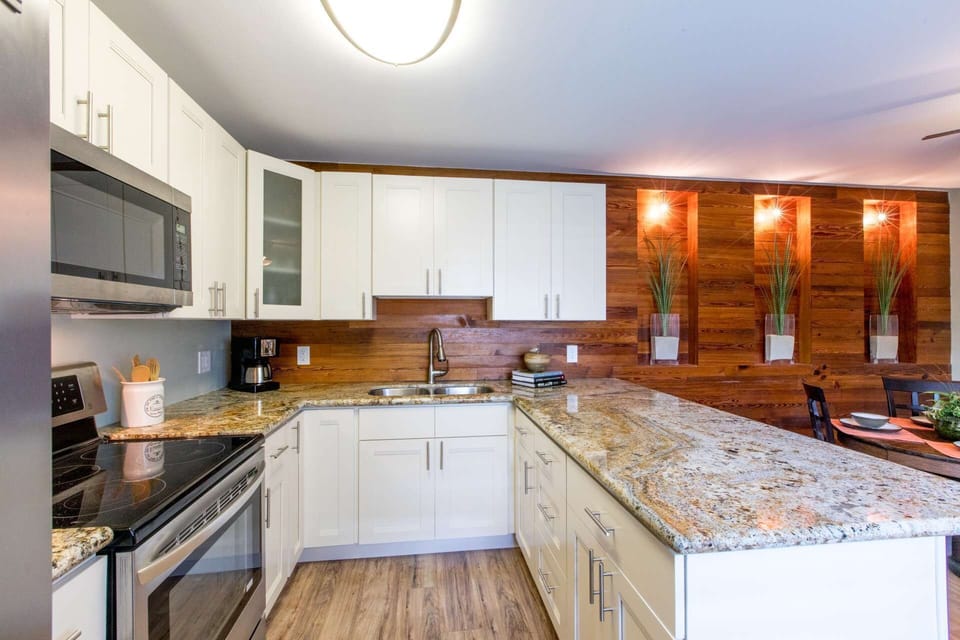 Our updated kitchen comes fully equipped with everything you need to prepare and cook your meals with ease.