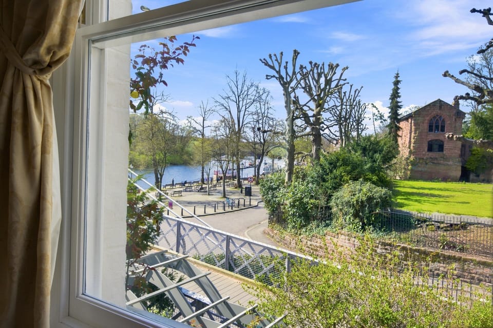 Fabulous views from lounge over the Groves riverside prominade & river Dee