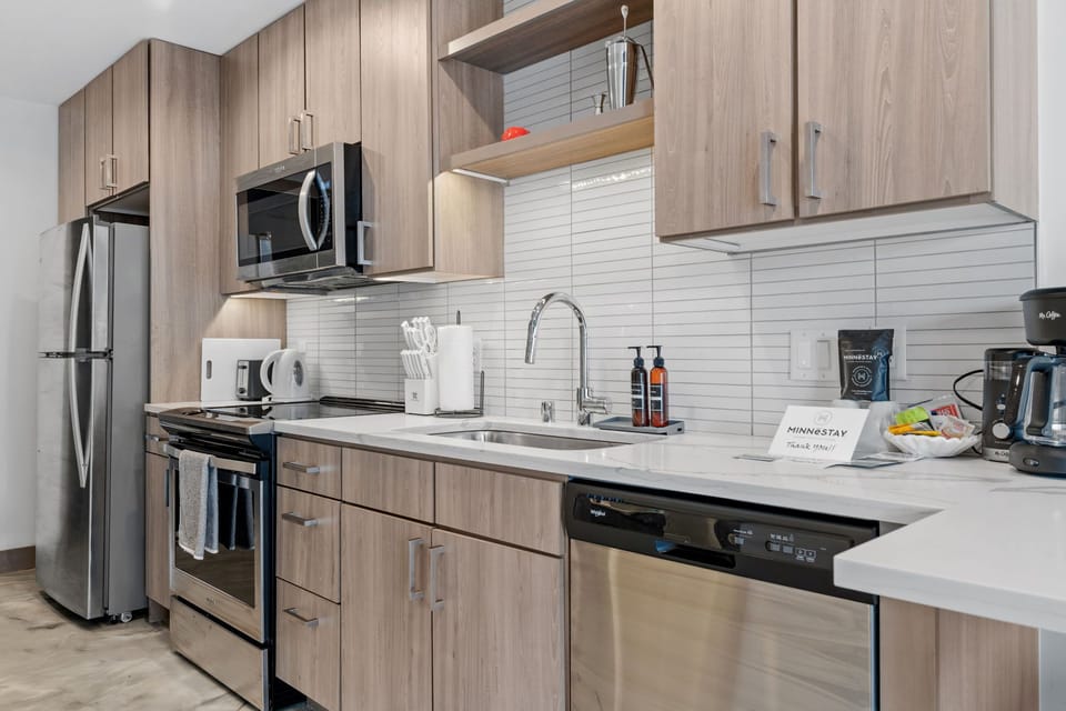 Your fully equipped kitchen features modern appliances, sleek countertops, and everything you need for home-cooked meals.