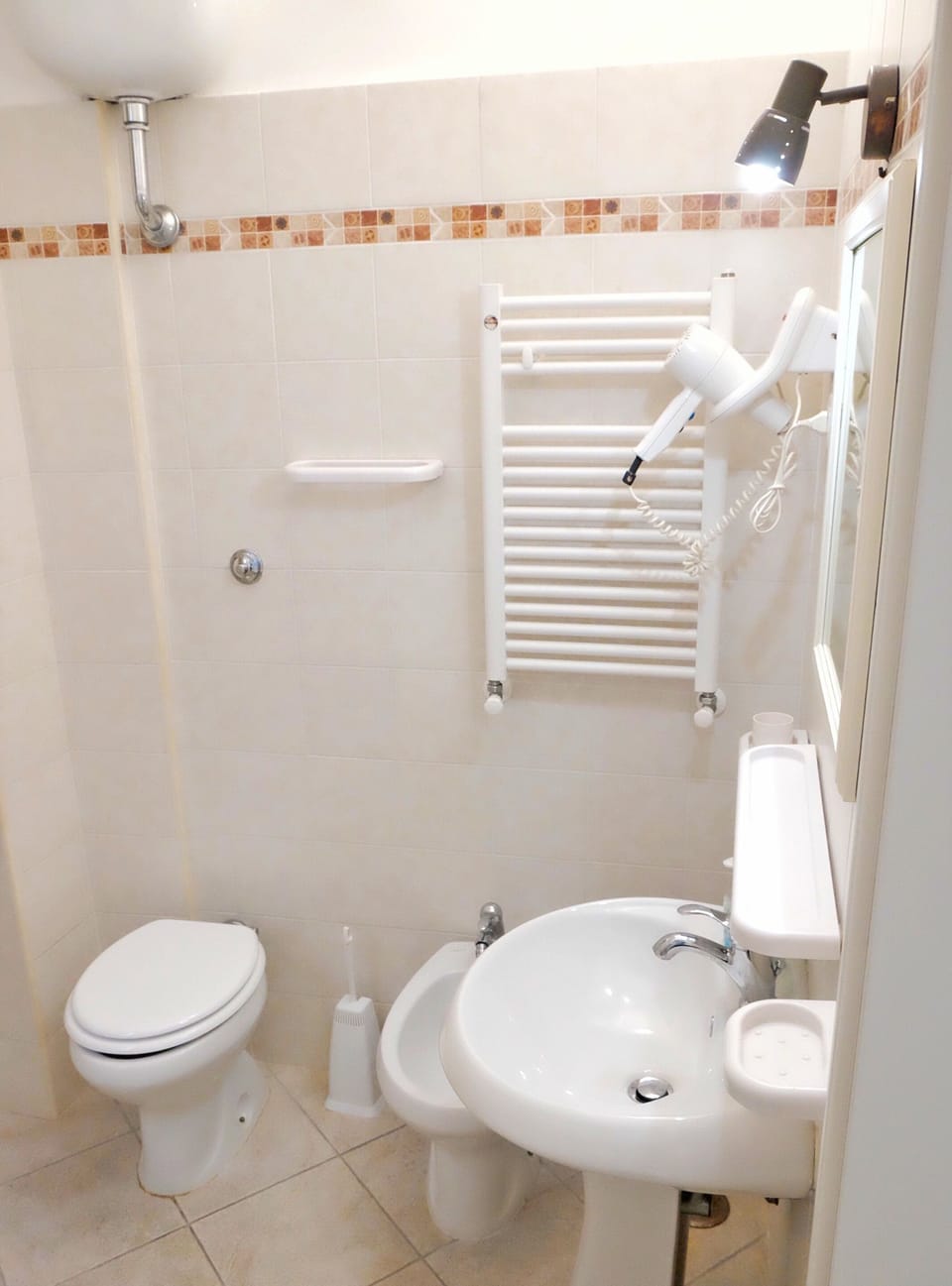 Shower, free toiletries, hair dryer, bidet
