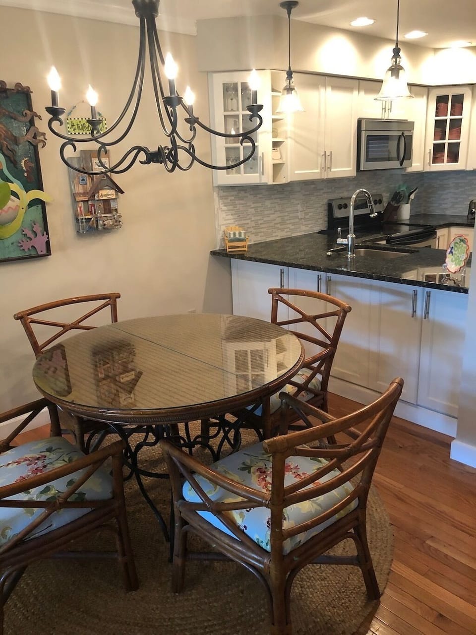 Enjoy dinner at your kitchen table if you aren't eating out on the balcony!