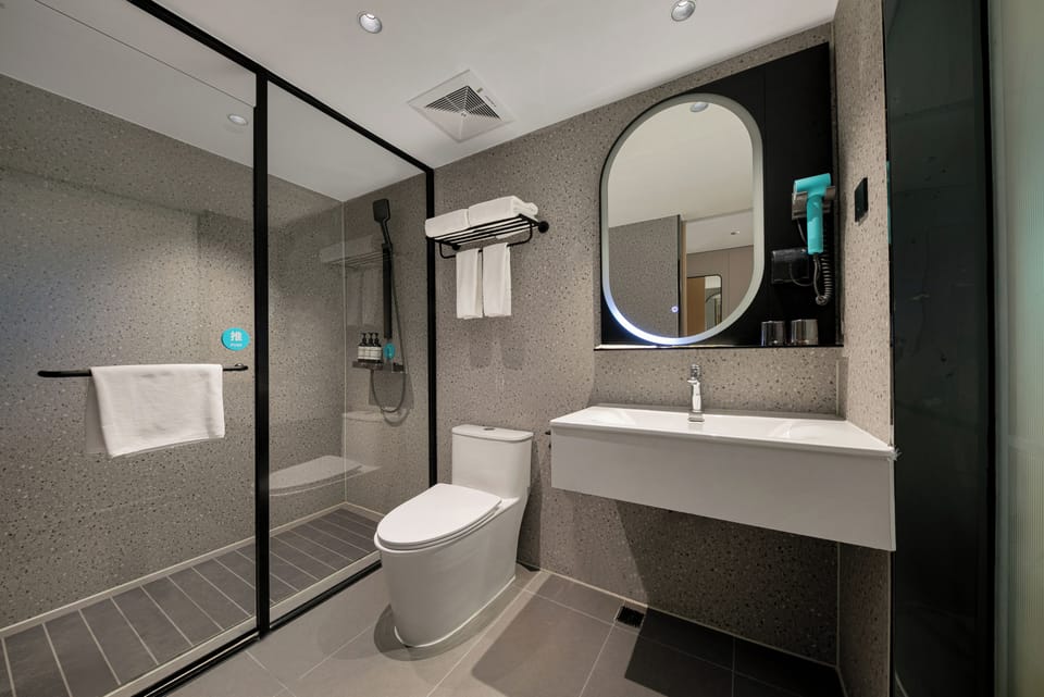 Business Double Room | Bathroom | Shower, rainfall showerhead, free toiletries, hair dryer