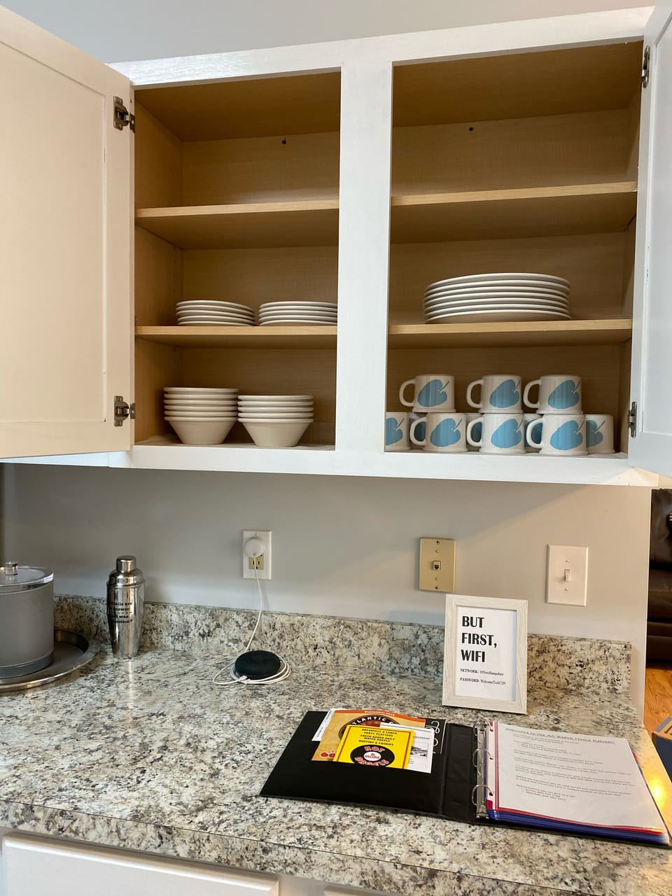 drinkware and plates provided
