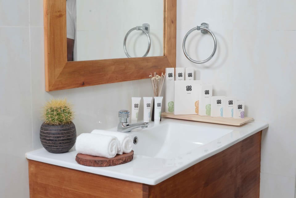 Shower, hydromassage showerhead, free toiletries, bathrobes