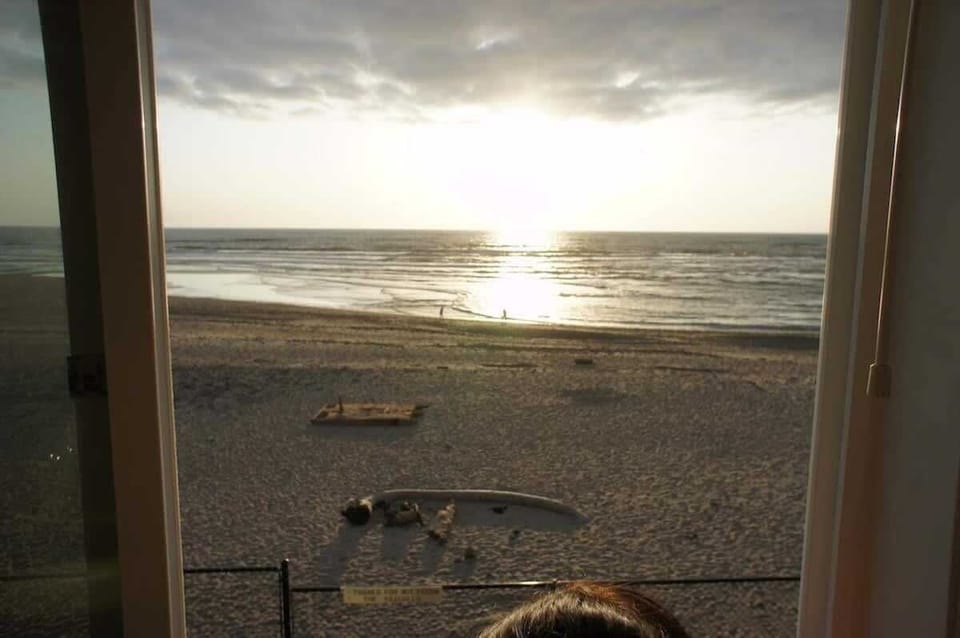 The view out the window at dusk