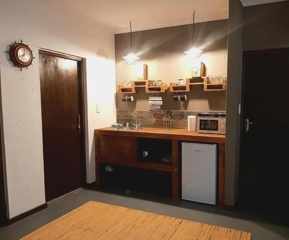 Mini-fridge, microwave, electric kettle