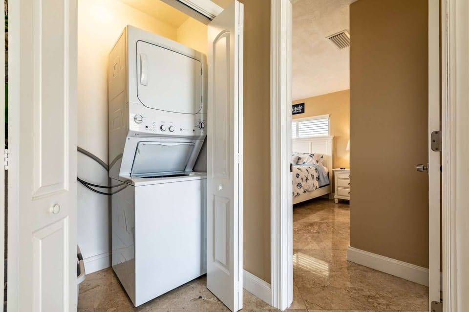 The laundry closet is equipped with a washer and dryer for your convenience.