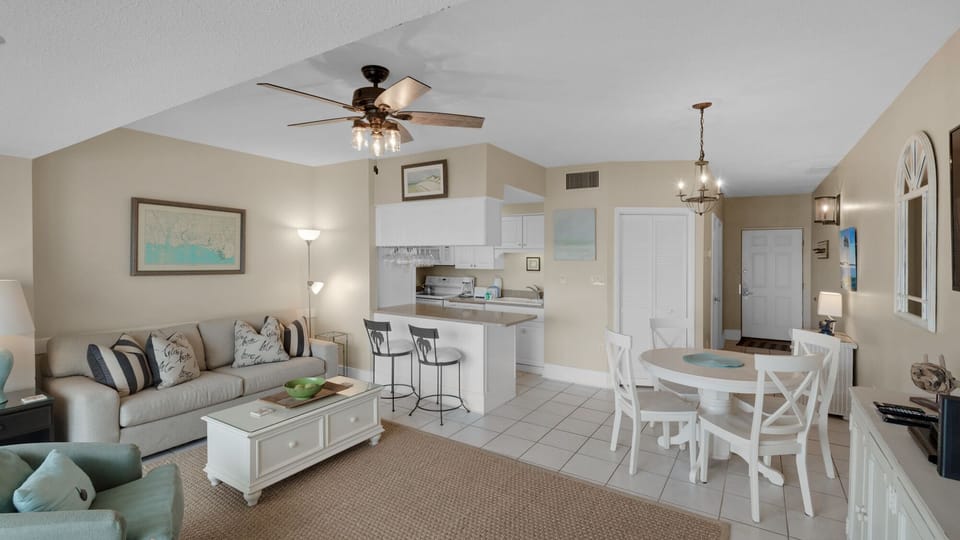 kitchen & living room