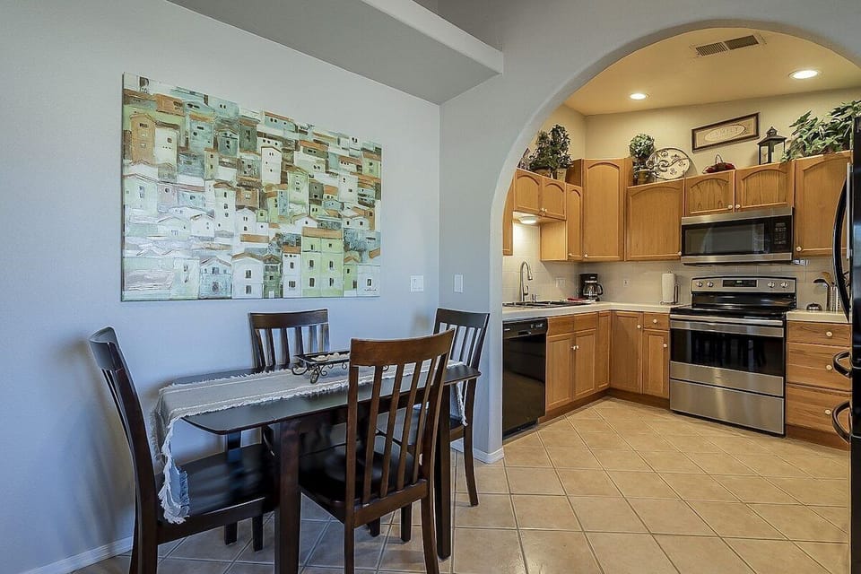 Dining table with seating for 4 right off the open kitchen