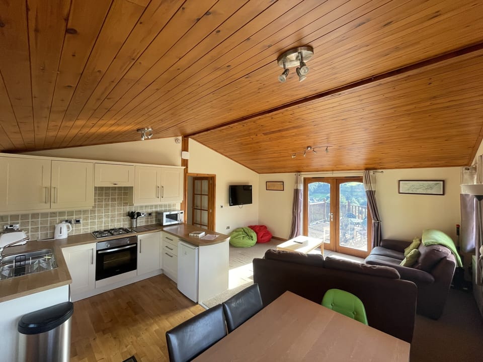 Open plan kitchen, lounge and diner
