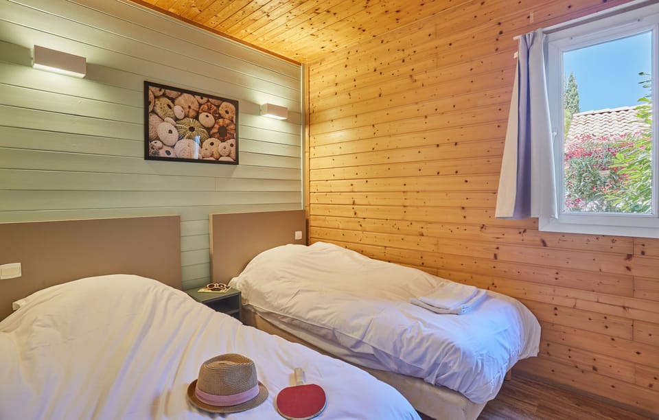 Relax on the comfy bed after a day outside.