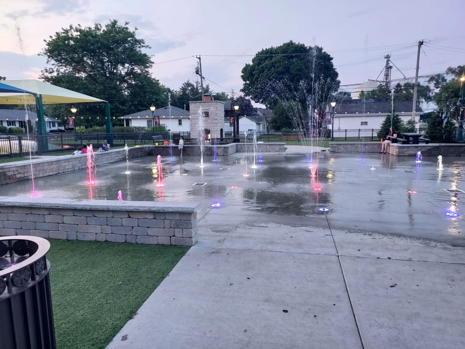 Splash Pad right next to the Jumpy Pillow