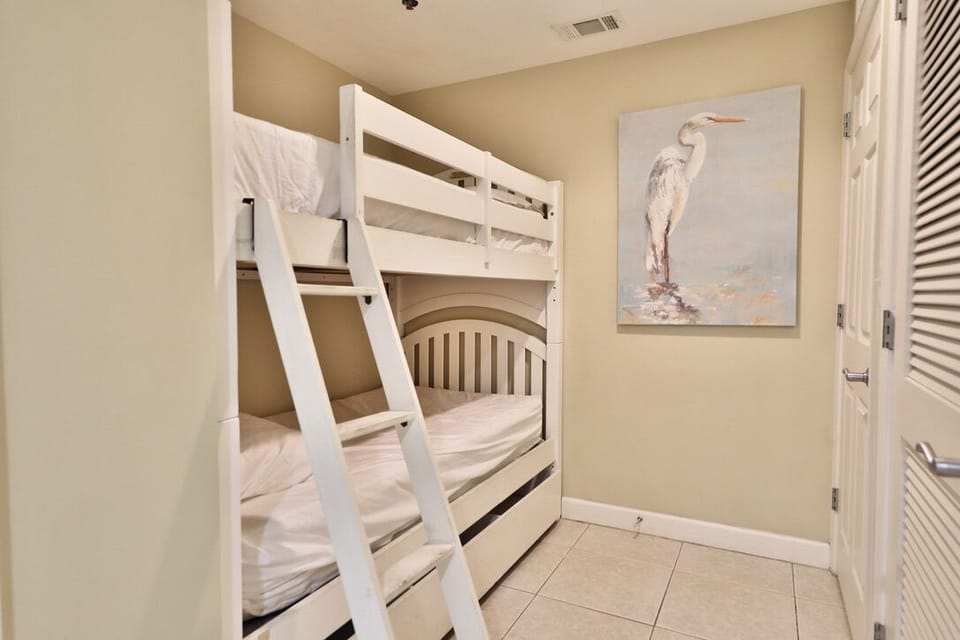 Twin size bunks in the hallway.