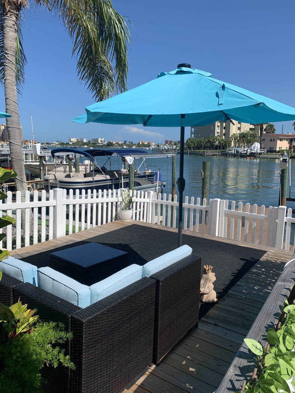 Outdoor patio with private area and seating