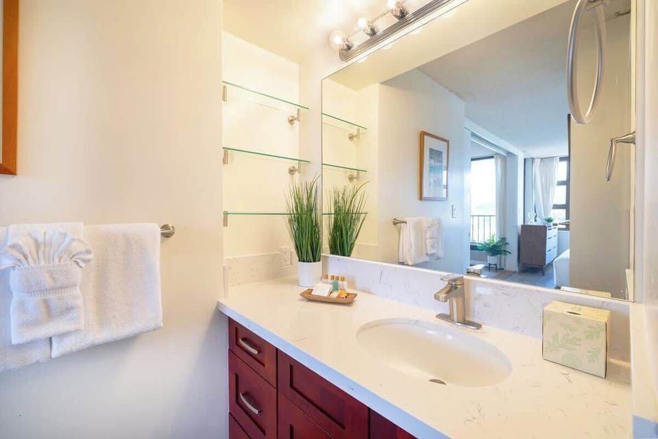Bath towels are provided