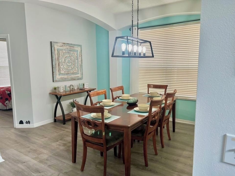 Dining room welcome table with guest book