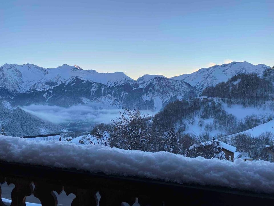 Three  of the four bedrooms have private balconies and amazing views of the Alpes.