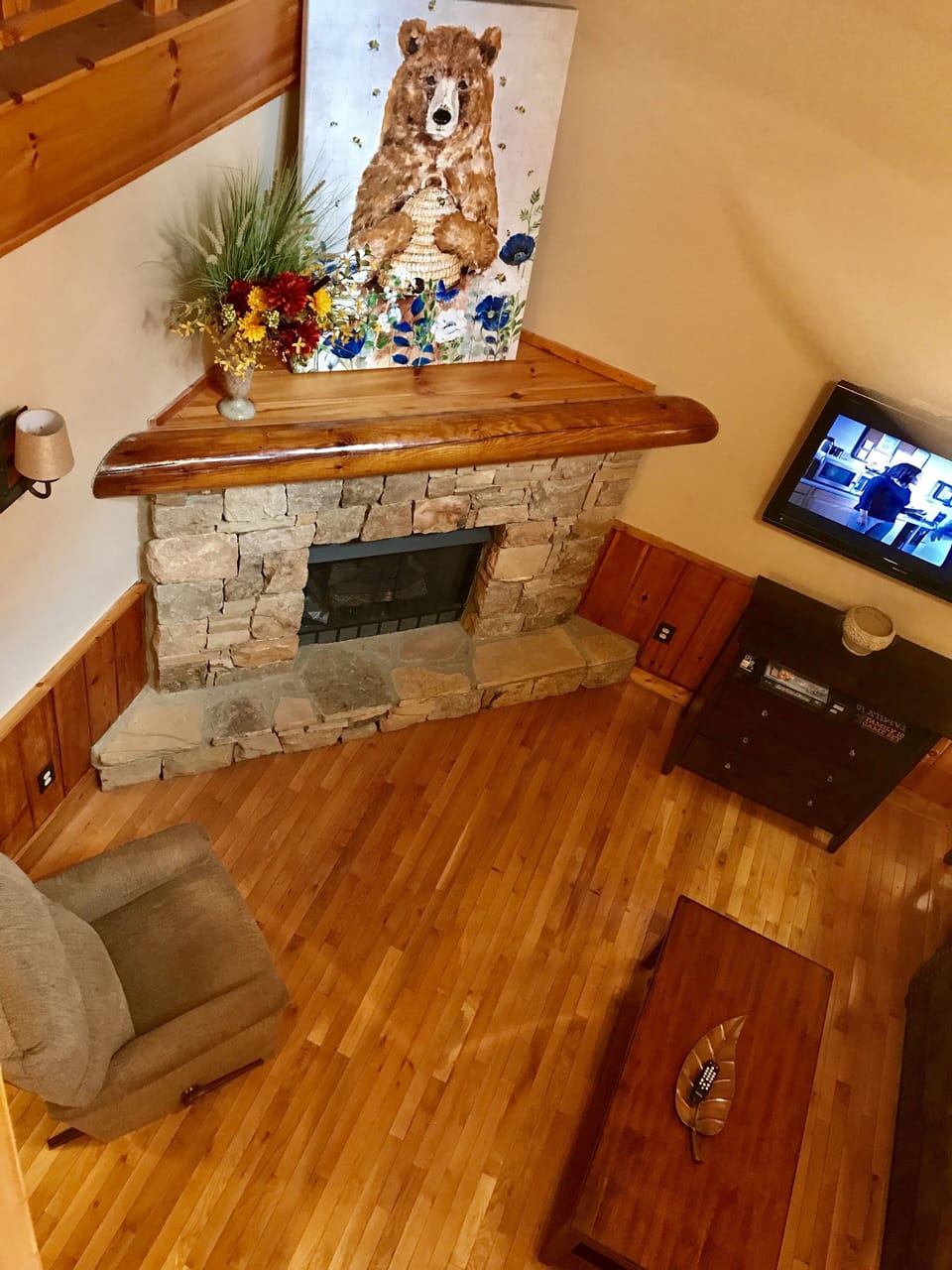 View of living room from above