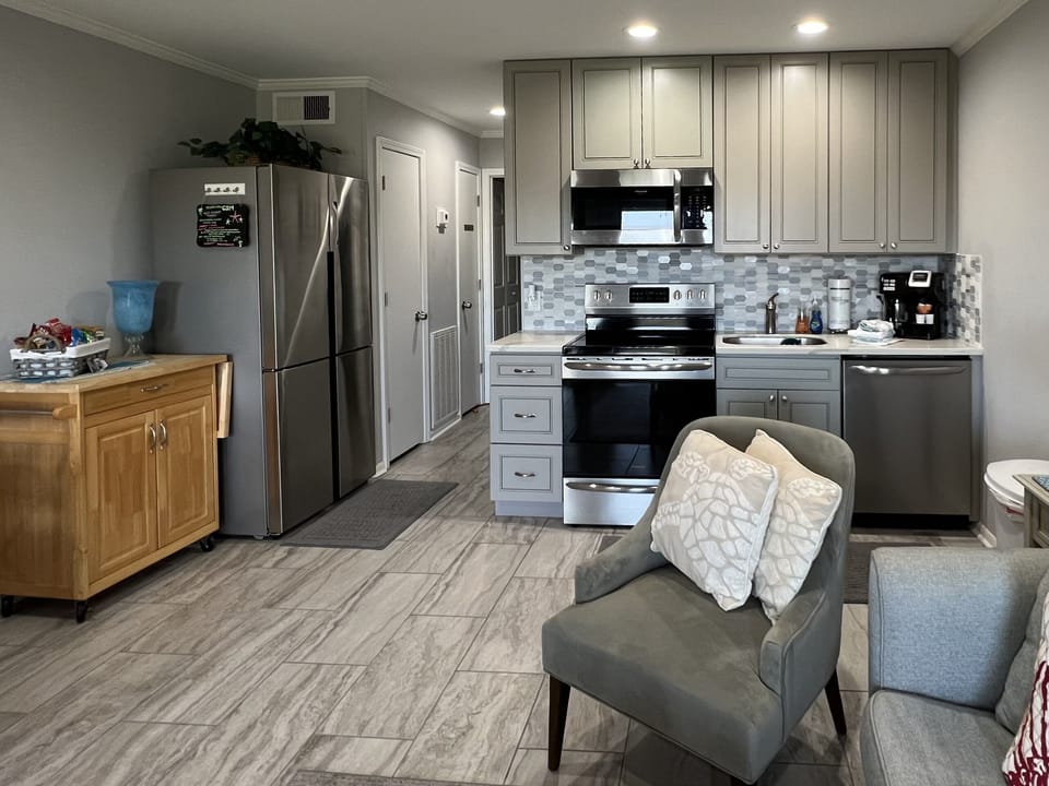 Stainless appliances including dishwasher