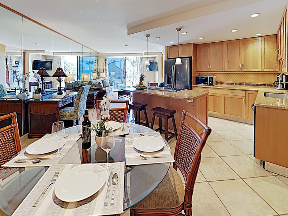 Dining Area - Large, fully updated kitchen looking out onto the dining, living room areas