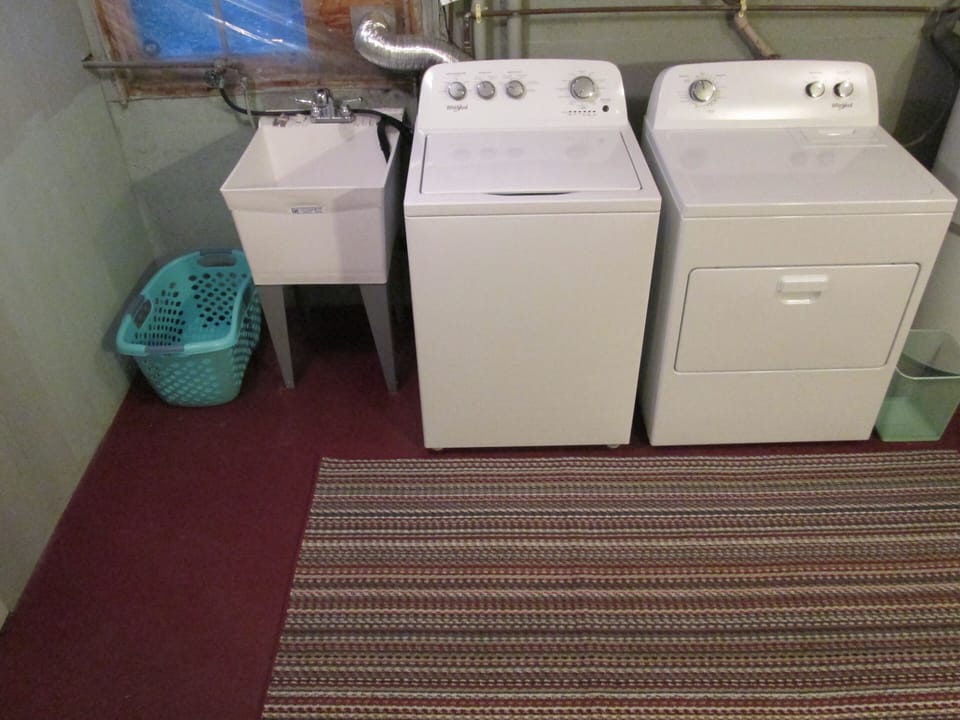 For extended stays, the brand new washer, dryer and laundry sink can be used.