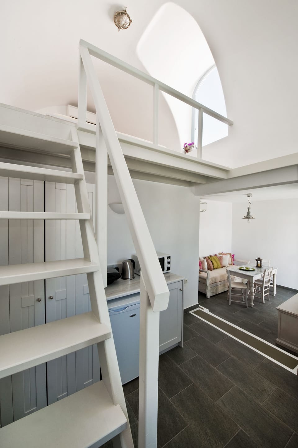 Apartment, 1 Bedroom, Private Plunge Pool, Partially Caldera View | Private kitchen | Fridge, microwave, coffee/tea maker, electric kettle