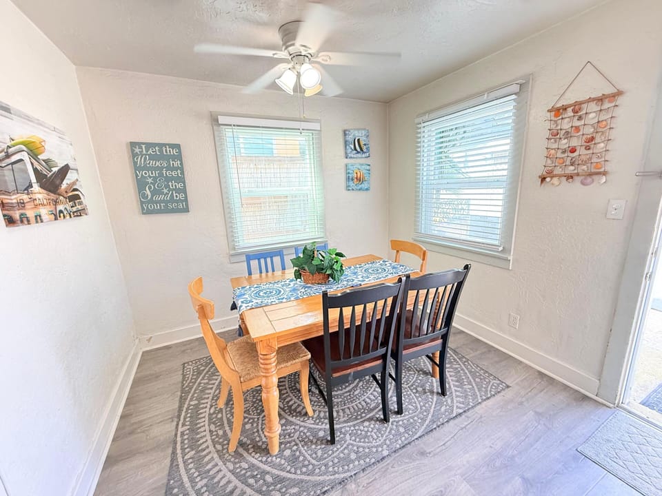 Bright dining nook with cozy seating and natural light