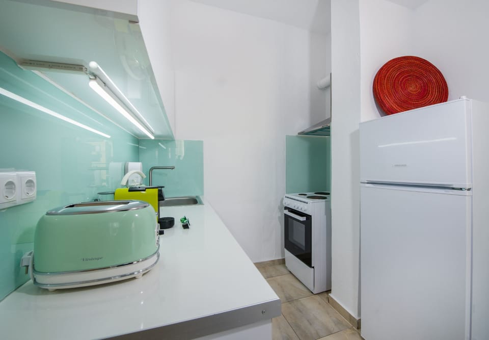 Fridge, oven, stovetop, espresso maker