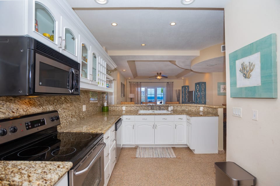 Open kitchen and living space with a view