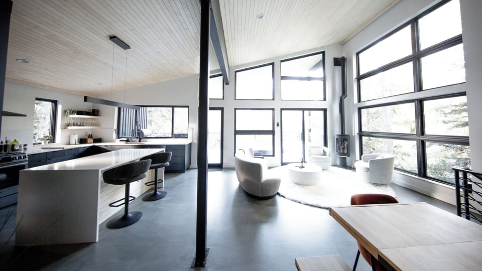 RAVN HAUS - Canopy - Kitchet Island Living Room Fireplace Dining Room Table BW Top _ VRBO