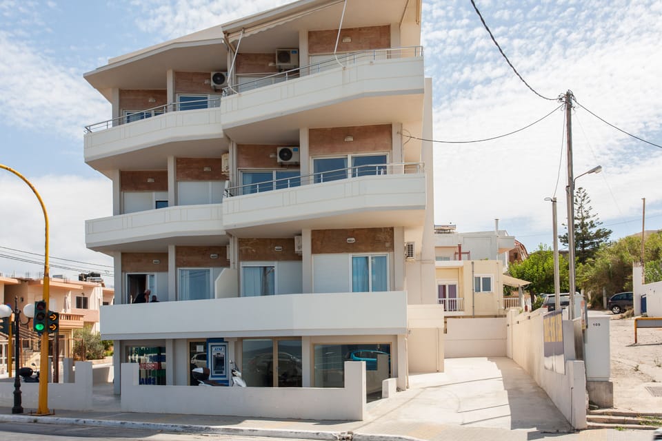 Front view of apartments building facing the sea