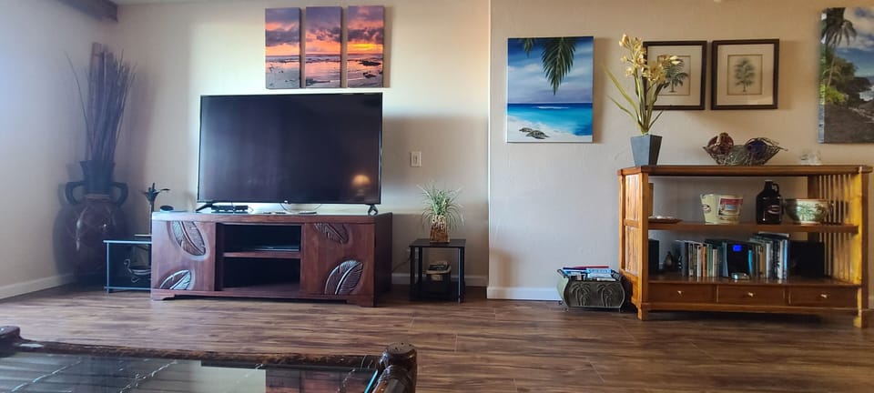 Enjoy the 65 inch smart TV - choose between cable, netflix or streaming