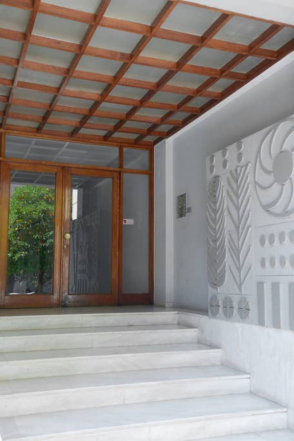 the entrance of the building
