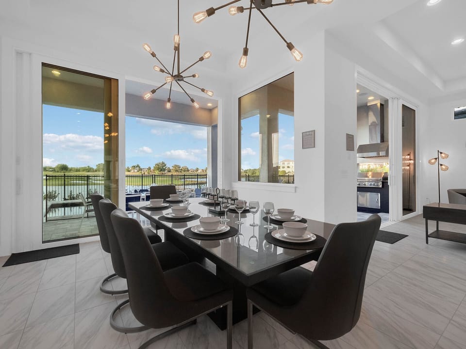 Formal dining table is perfect for a family style meal