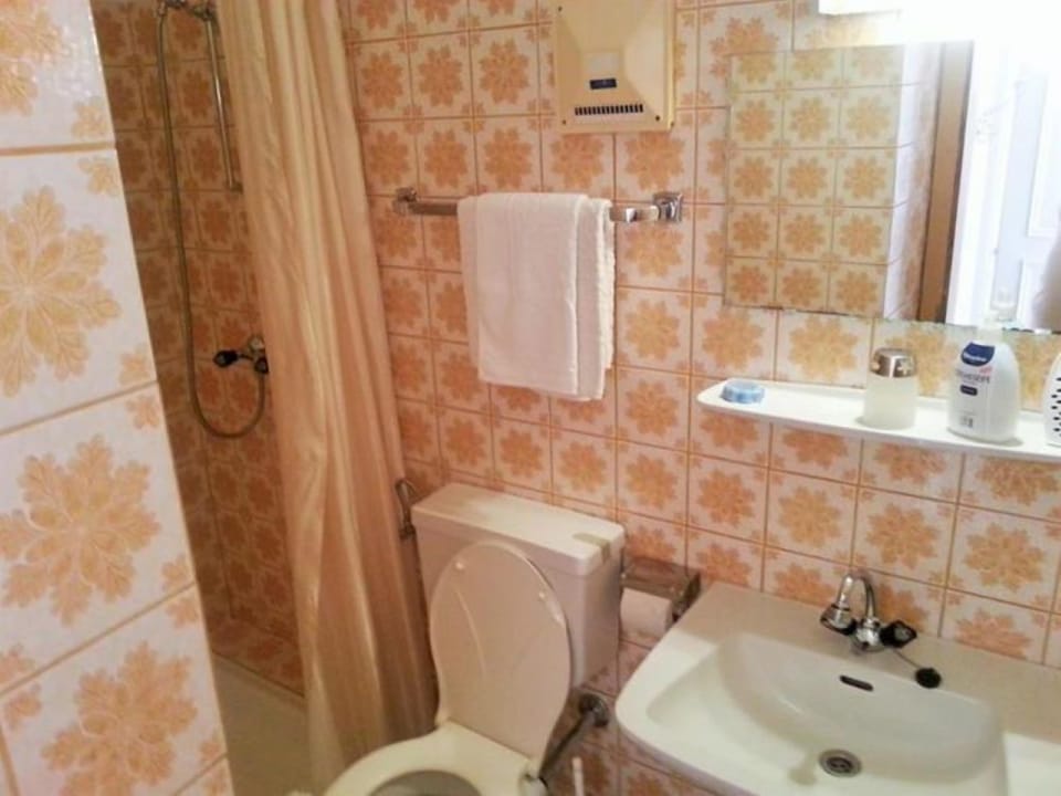 Hair dryer, towels, toilet paper