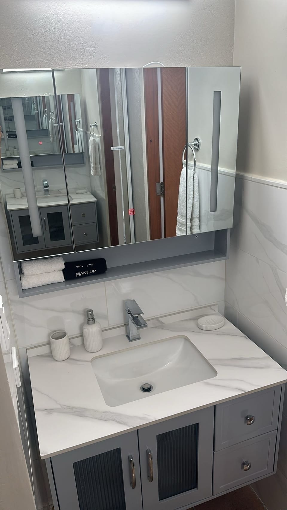 With new sink Master Bath.