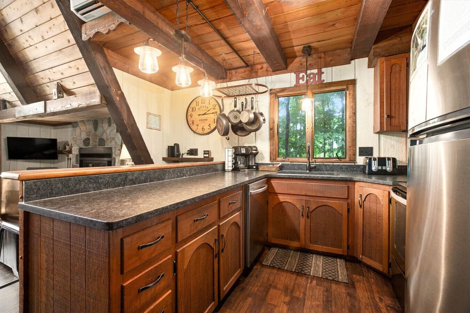 Fully stocked kitchen with all pots, pans and small appliances you`ll need