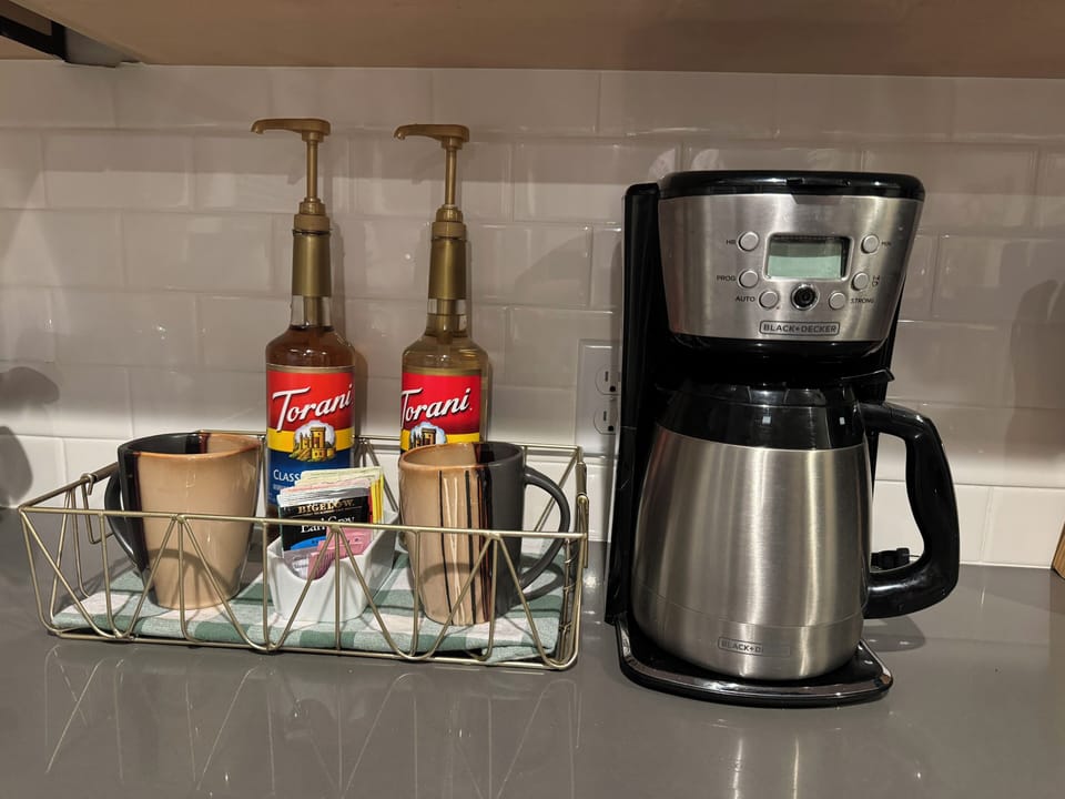 Variety of teas and hot coffee 
